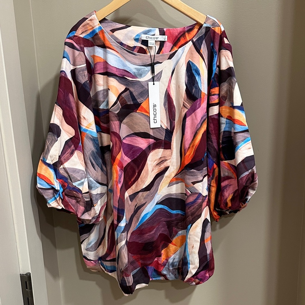 Chico's Multicolor Abstract Blouse
